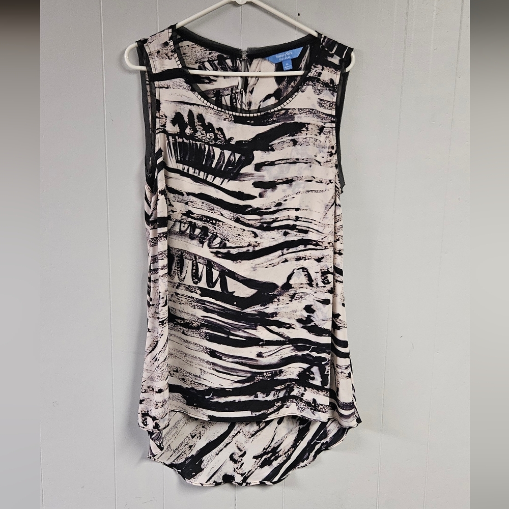 Vera Wang Abstract Sheer Tunic Top